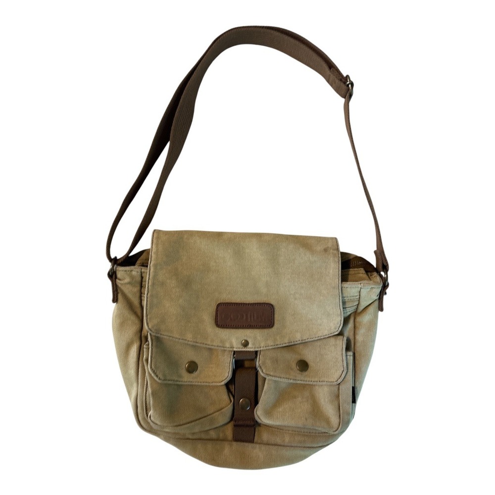 Gootium Canvas Messenger Bag Khaki Vintage Crossbody Shoulder Bag Small Travel